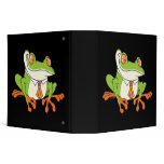 funny tree frog wearing a neck tie cartoon 3 ring binders