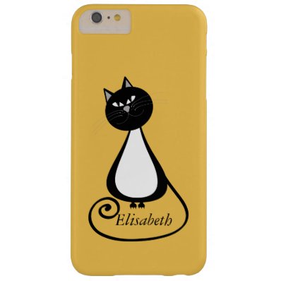 Funny trendy whimsical cartoon cat personalized barely there iPhone 6 plus case