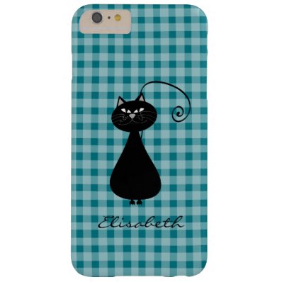 Funny trendy whimsical cartoon cat personalized barely there iPhone 6 plus case