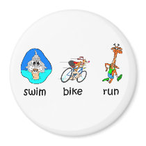 Funny triathlon fridge magnets