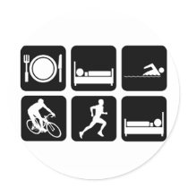 Funny triathlon round sticker