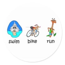 Funny triathlon round sticker