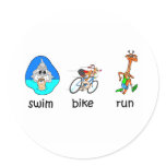 Funny triathlon round stickers