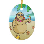 Funny Tropical Snowman Holiday Keepsake Ornament