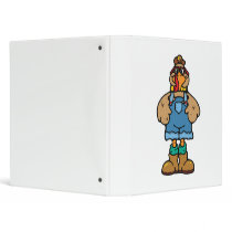 funny turkey in overalls binders