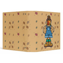 funny turkey in overalls binders