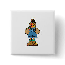 funny turkey in overalls buttons