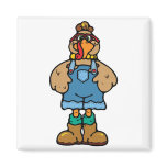 funny turkey in overalls magnets