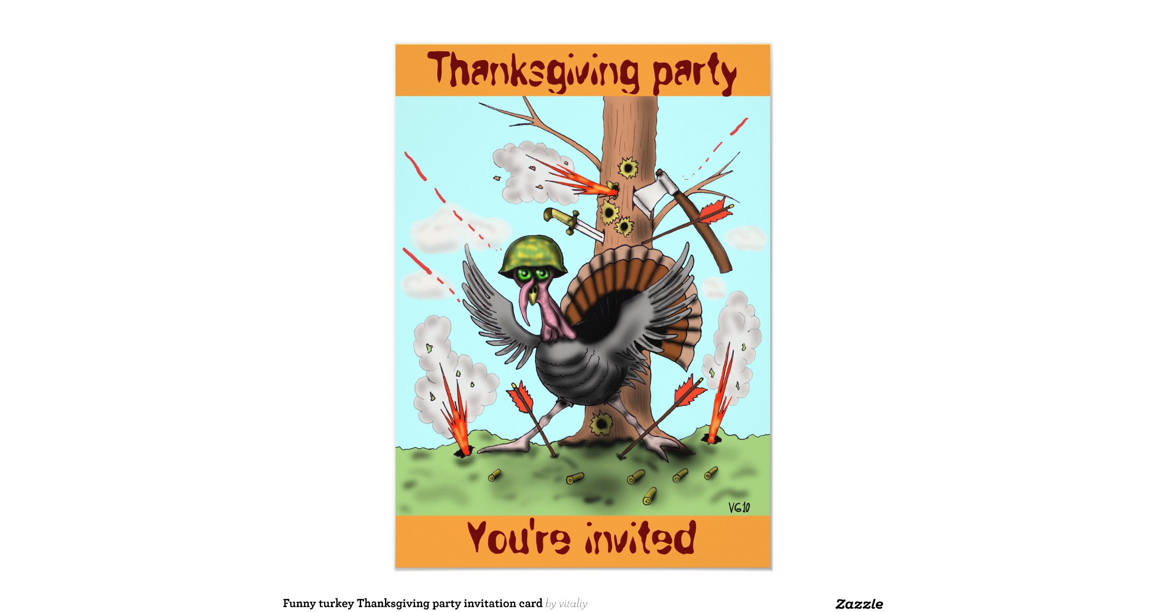 funny_turkey_thanksgiving_party_invitation_card ...
