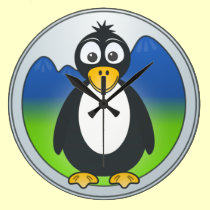 Funny Tuxedo Penguin Cartoon wall clocks