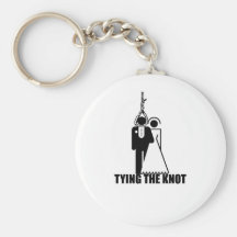Funny, "Tying the knot" wedding design Keychains