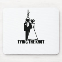 Funny, "Tying the knot" wedding design Mousepads