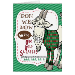 FUNNY Ugly Sweater Meh Goat Christmas Holiday Card