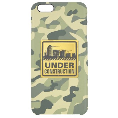 Funny Under Construction Camouflage Camo Design Clear iPhone 6 Plus Case