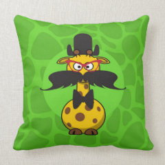 Funny Undercover Giraffe in Mustache Disguise Throw Pillows