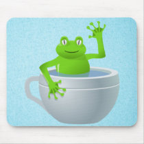 Funny Unexpected Frog in My Tea Cup Mouse Pad