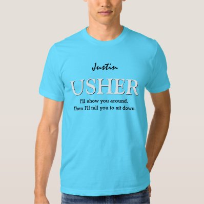 Funny Usher Customizable Wedding Party V011 AQUA T Shirts