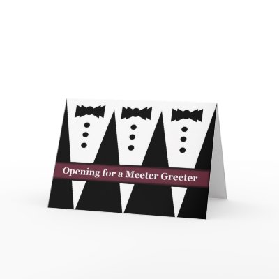 FUNNY Usher Invite with Three Tuxes Greeting Card