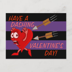 Funny Valentine's Day Heart Running from Arrows Postcard