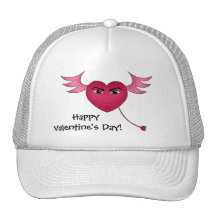 Funny Valentine's day heart with wings Hat