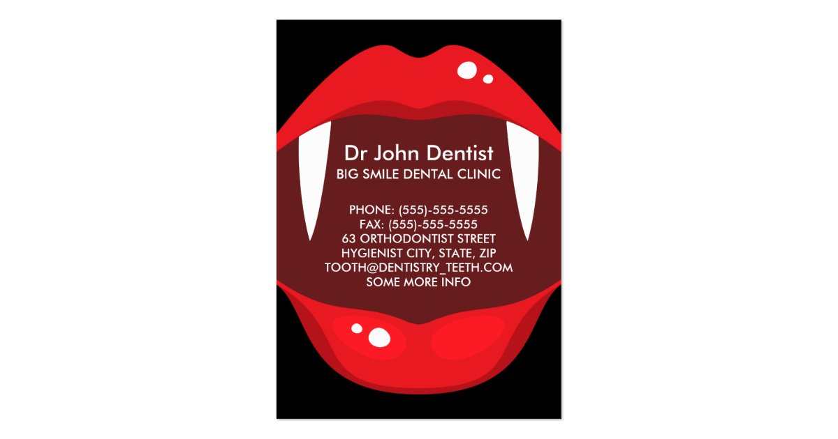 Funny vampire teeth dental, dentist business card Zazzle