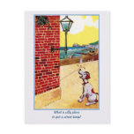 Funny vintage dog and street light postcard