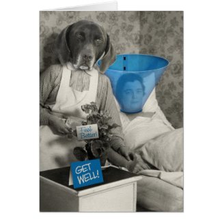 Funny Vintage Dog Nurse Get Well Card