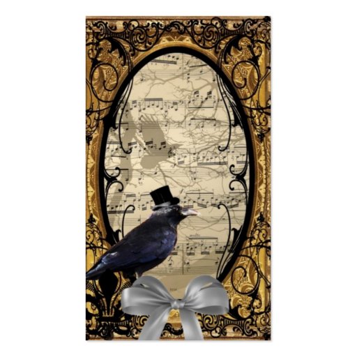 Funny vintage Gothic steampunk crow Business Cards (front side)