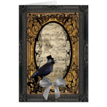 Funny vintage Gothic steampunk crow Card