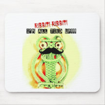 Funny Vintage Green Frog Moustache I'm All Tied Up Mouse Pad