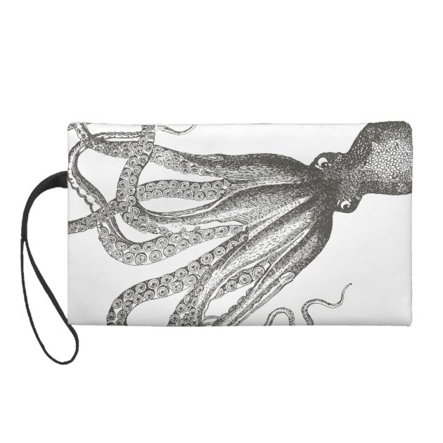 Funny Vintage Octopus Tentacles Monogram Name Wristlet Purses