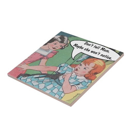Funny Vintage Retro Cartoon Comic Don't Tell Mom Tiles Zazzle