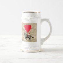 Funny vintage zebra & heart balloons mugs