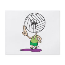 funny volleyball head cartoon character full color flyer