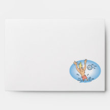 funny waterpolo dude cartoon envelopes