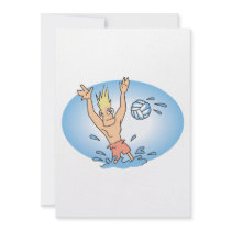 funny waterpolo dude cartoon invitation