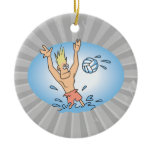 funny waterpolo dude cartoon christmas ornaments
