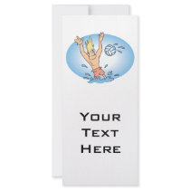 funny waterpolo dude cartoon personalized rack card