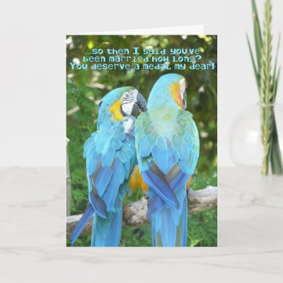 Funny Wedding AnniversaryBlue Parrot Humor Card by avisnoelledesigns