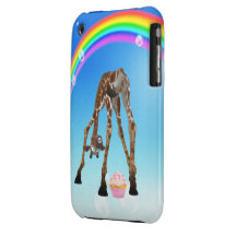 Funny Whimsical Giraffe, Cupcake & Rainbow iPhone 3 Case-Mate Cases