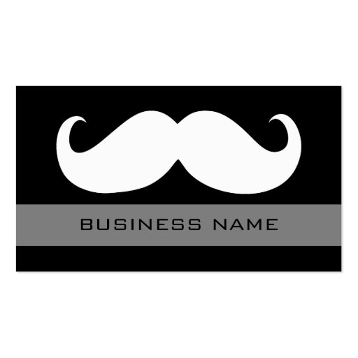 Funny White Mustache and Plain Black Business Card Template (front side)