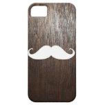 Funny White Mustache on oak wood background iPhone 5 Cases