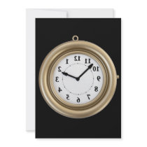 Funny white rabbit's clock custom invites