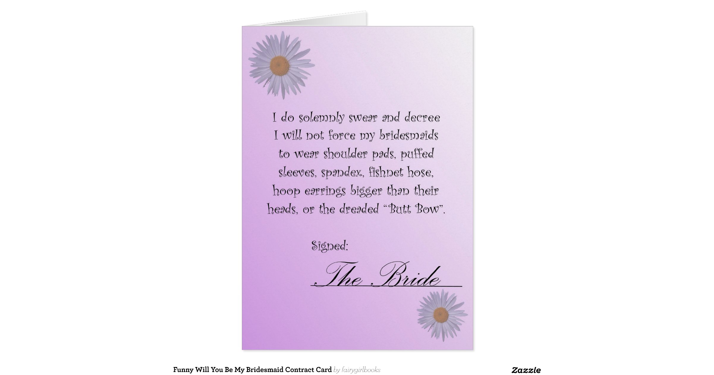 funny will you be my bridesmaid contract card