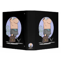 funny wind up businessman cartoon character 3 ring binders
