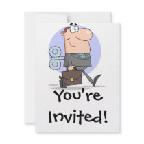 funny wind up businessman cartoon character custom invitations