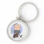 funny wind up businessman cartoon character key chain