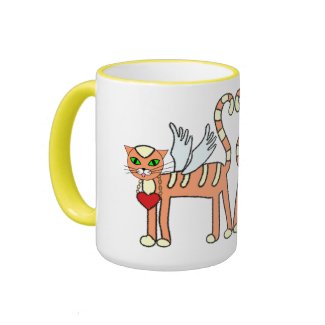 Funny Winged Kitty with Heart Custom Mug mug