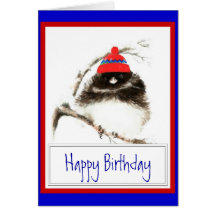 Funny Winter Birthday with Cute Winter Chilly Bird Cards