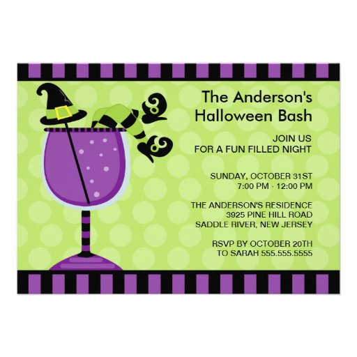 Funny Witch Cocktail Halloween Party Invitation